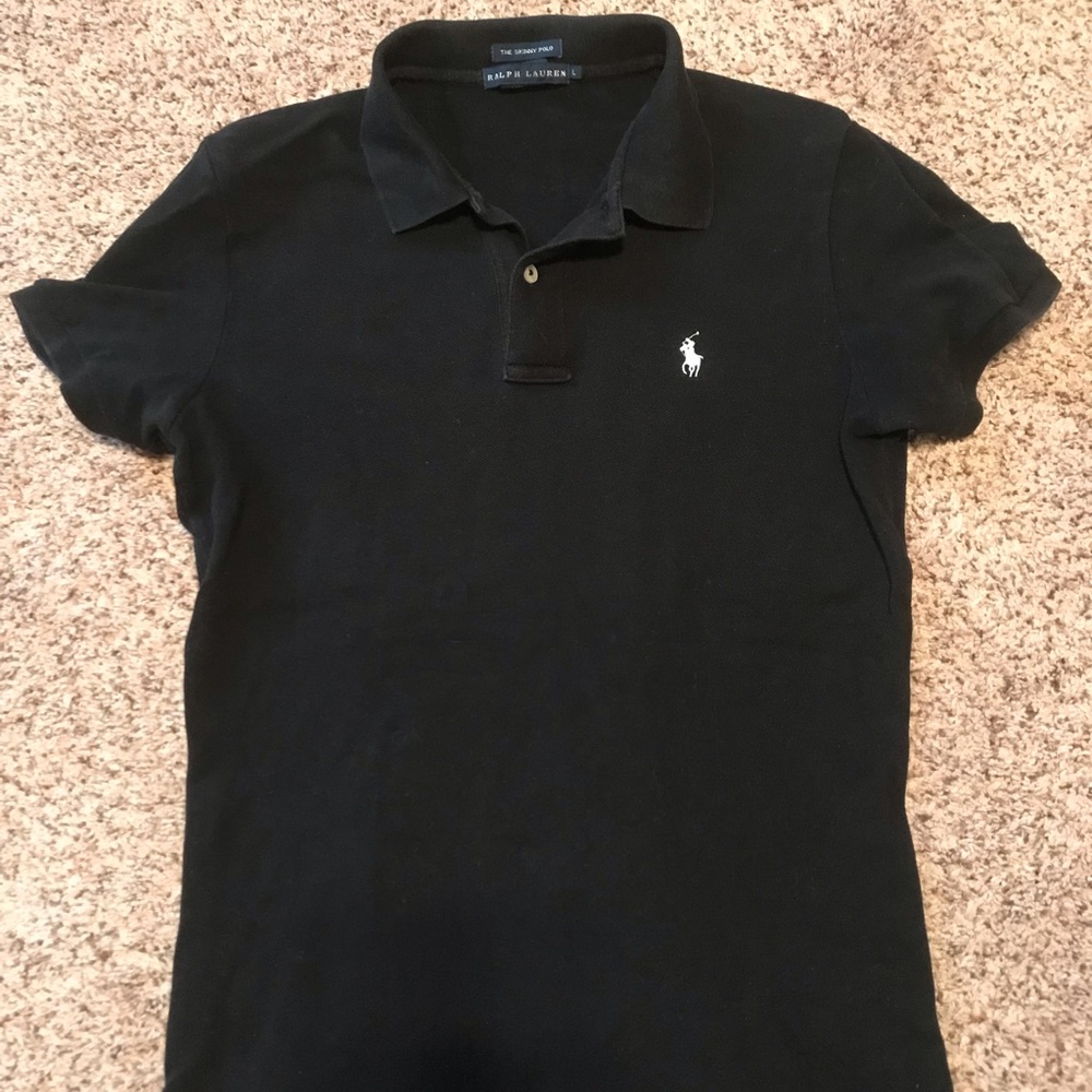 Ladies Ralph Lauren Skinny Polo Black Size L